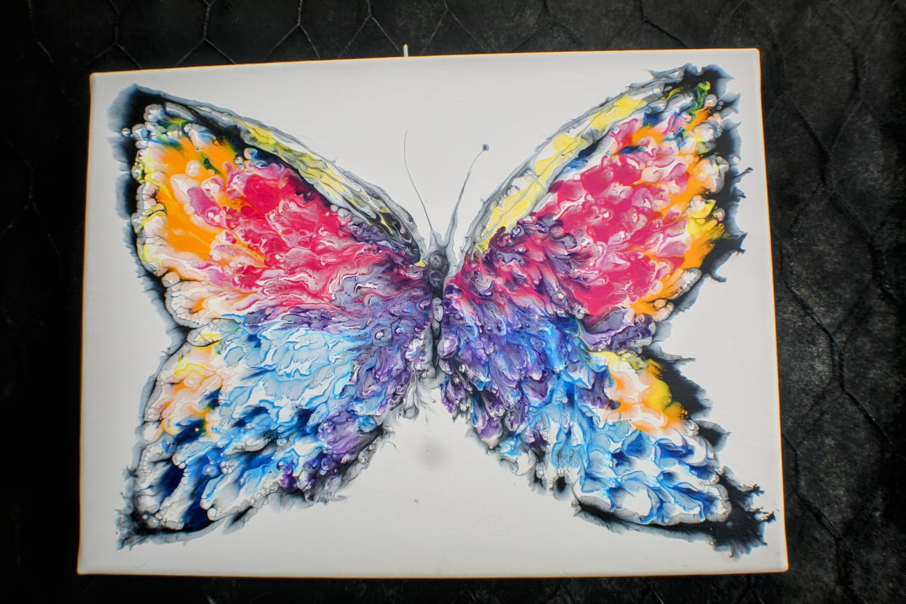 Fluid butterfly canvas painting wall art 30x40cm